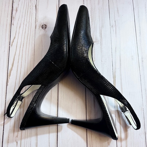 Calvin Klein Sadi Lizard Print Black Slingback Heels Size 9, Original Box. - Picture 5 of 13